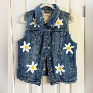 Mossimo Supply Co. Denim Vest HANDPAINTED Sleeveless Jacket Size XL